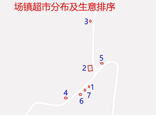 场镇同类店铺的分布及风水环境卫星图